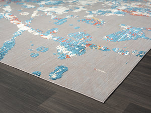 Kamaria Grey / Blue-Tones Abstract Contemporary Rug